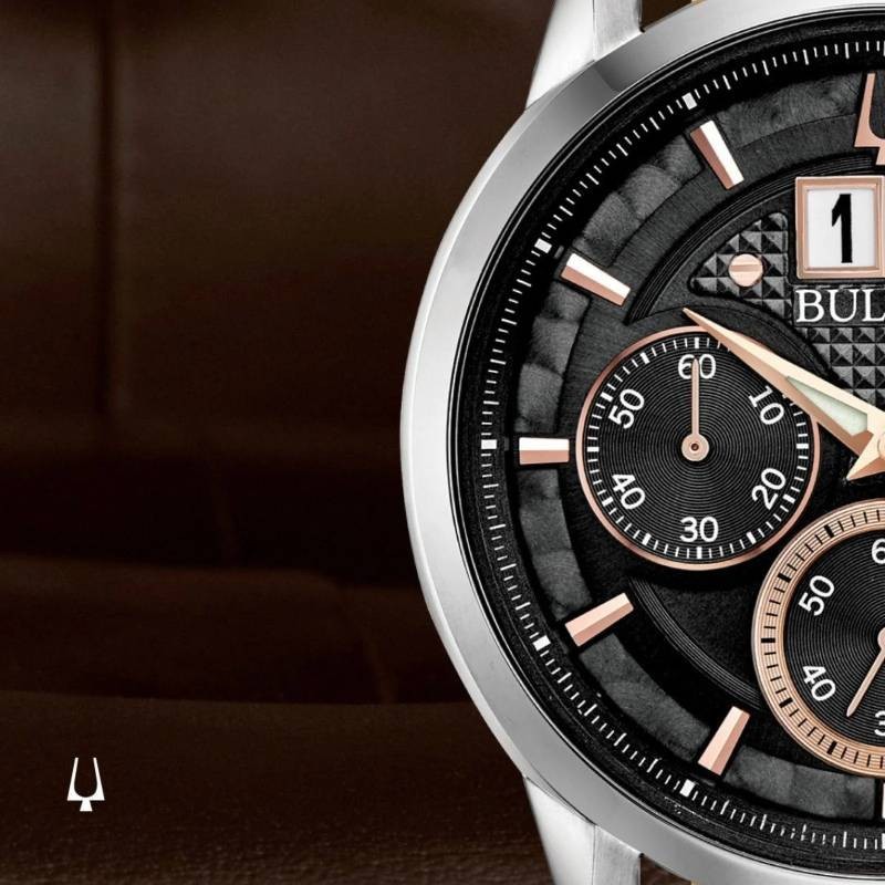 Bulova Men’s Sutton Quartz Chronograph Multi Dial Calendar 44mm Watch 96B311