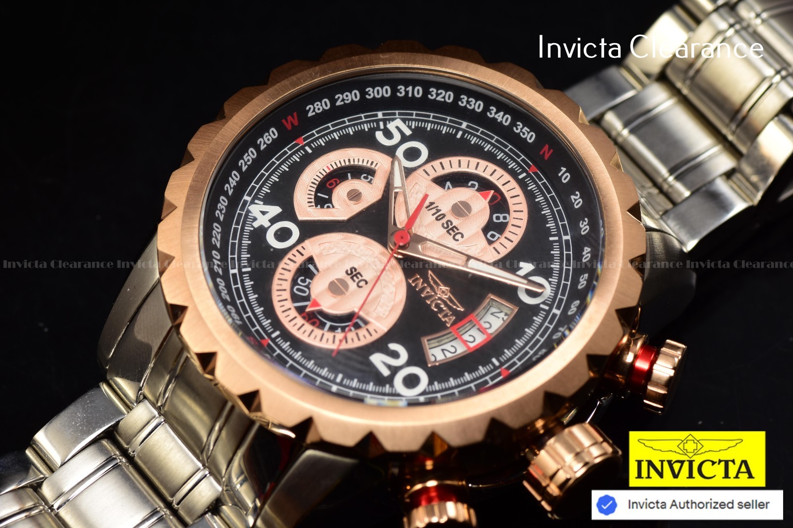 Invicta Women’s Aviator Blue Silicone Band Chronograph Gold Tone 36mm MOP Watch