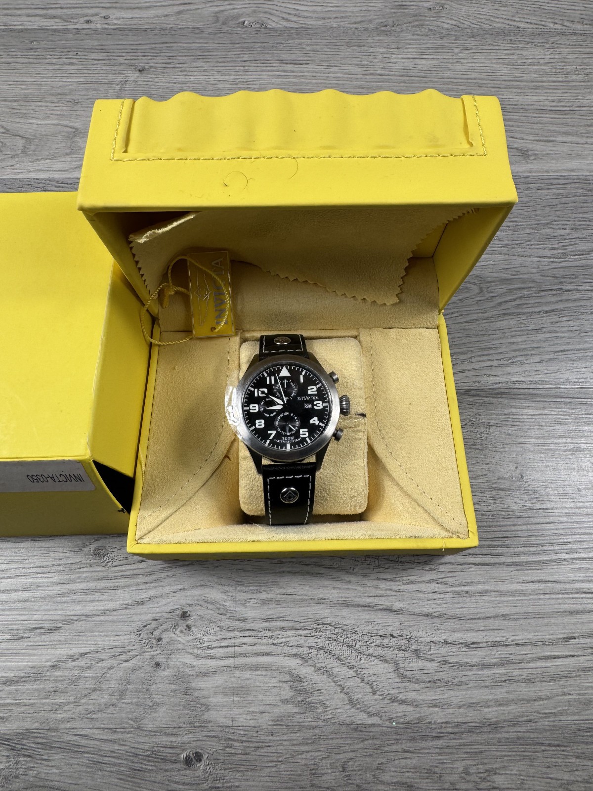 Invicta I Force Black Leather Men’s Watch Water Resistant 100M Flame Fusion READ