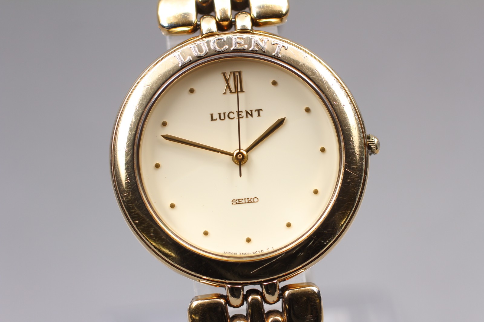 Vintage 1991 [Exc+5] Seiko Lucent 7N01-6C50 Gold Roman 30mm Qz Men’s Watch JAPAN
