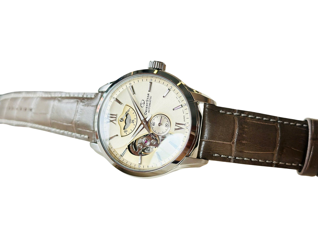 Orient Star Automatic Gold Dial Men’s Watch Power Reserve Leather RK-AV0B10G