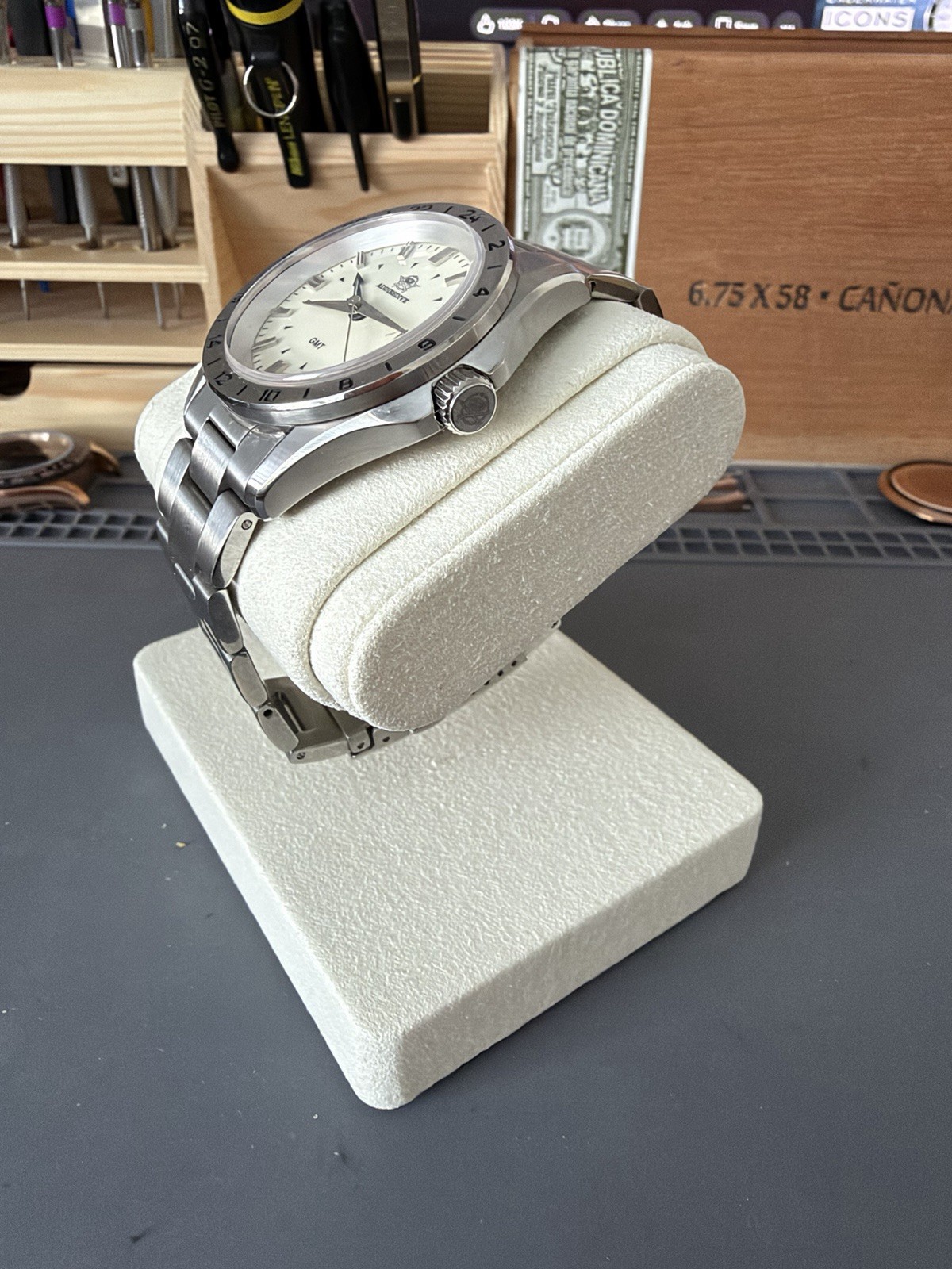 Addiesdive GMT Automatic Men’s Watch White Dial Date 200m SS Bracelet