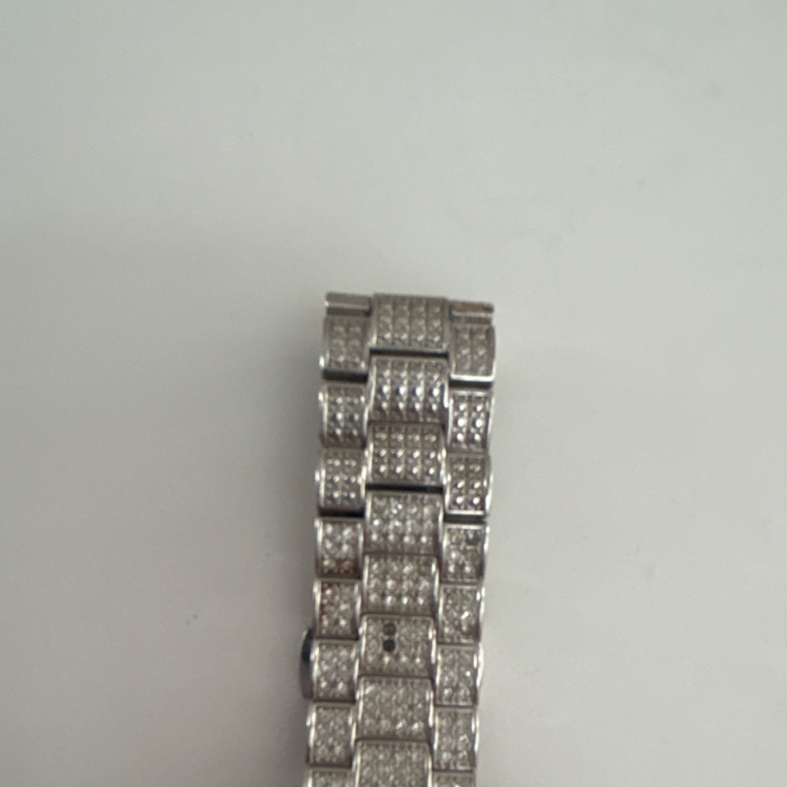 Adee Kaye Silver Diamond Pattern Quartz Luxury Wristwatch Water-Resistant Metal