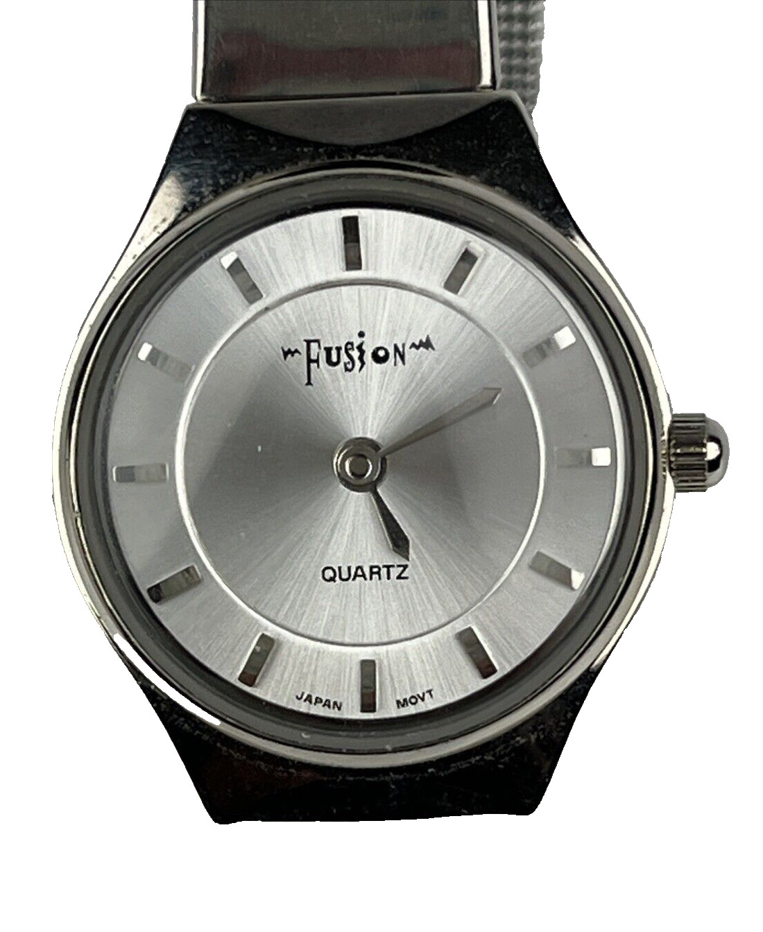Fusion Women’s SS Watch Silver Tone Mineral Crystal Mesh Bracelet New Battery