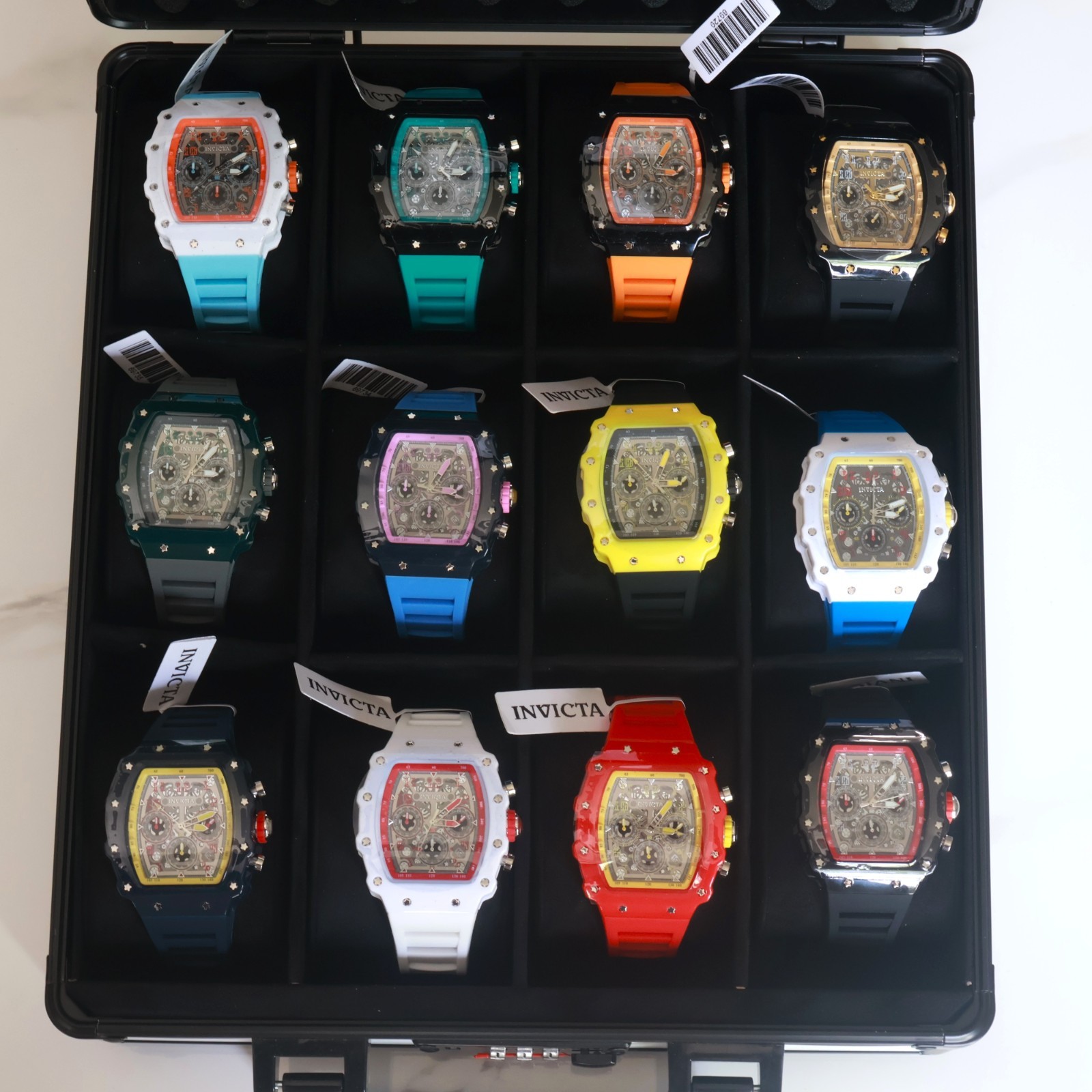 Invicta Racing Champions Collector Set – 12 Bold Colorway Watches + Case