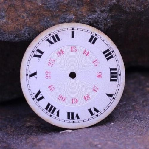 ANTIQUE METAL SWISS WATCH MILITARY SECTOR 24hr DIAL 23.8mm ROMAN NOS (DX)