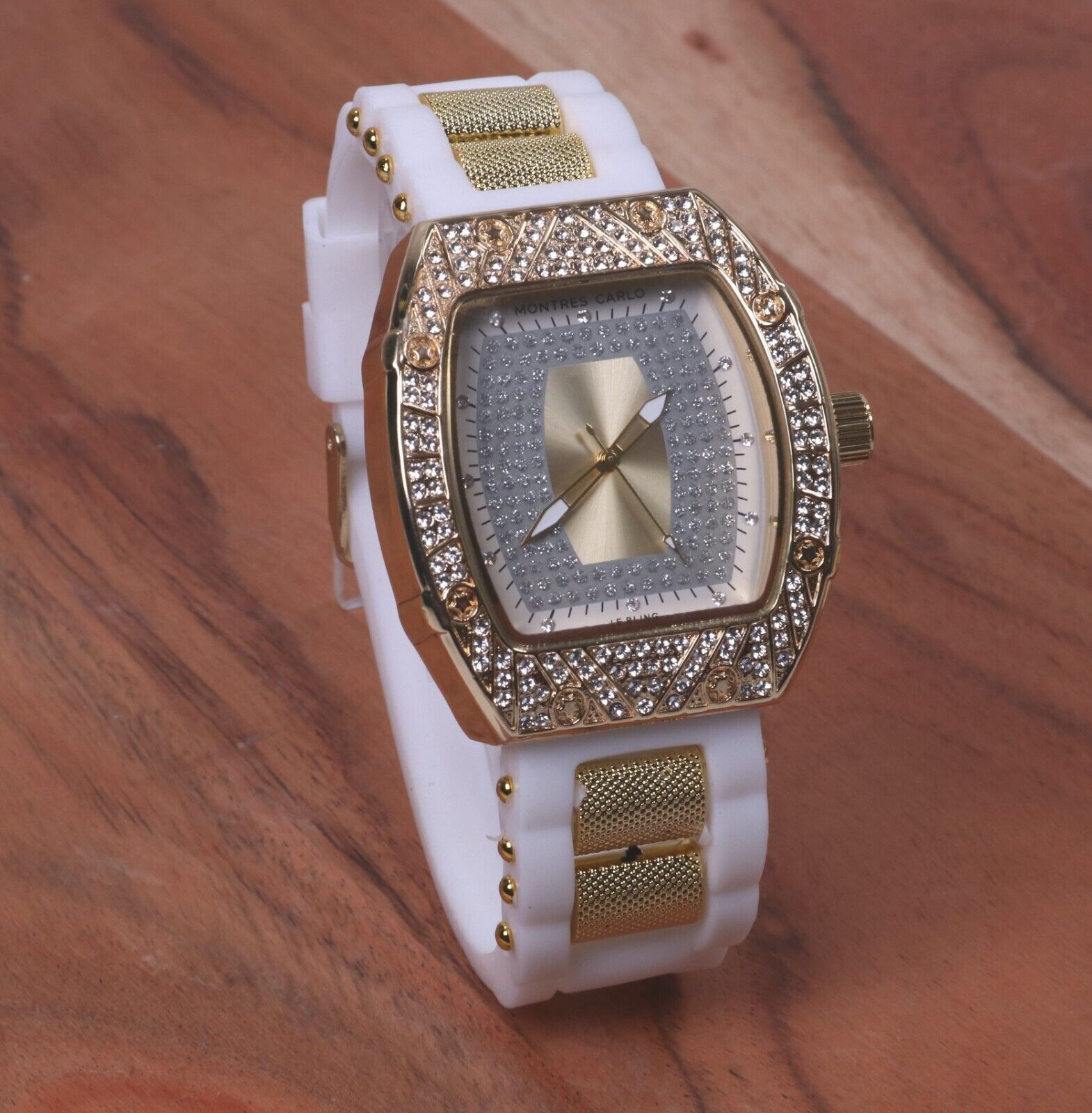 Men’s Iced Luxury Bezel Silicone Band GP Montres Carlos Watch
