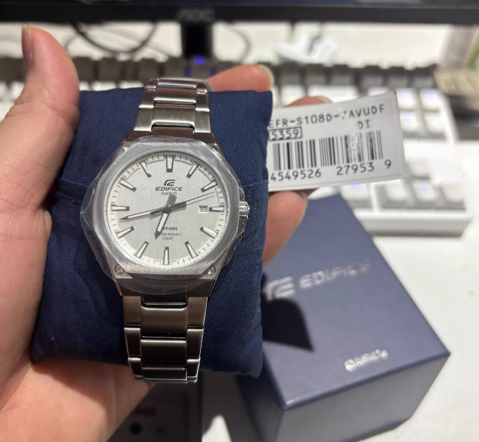Mens Casio Edifice EFR-S108D-7AVUEF Stainless Steel Sports Watch Silver Dial