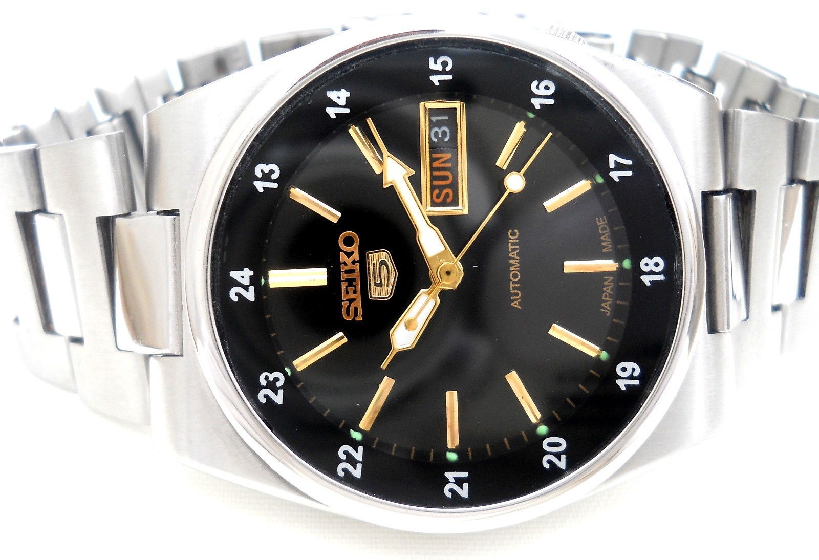 Vintage Seiko 5 Automatic Watch Custom Modification Black Dial 24H Movt 6309