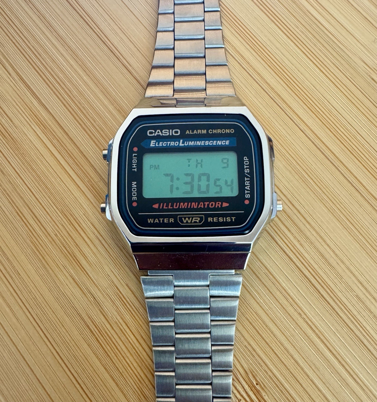 Casio A168WA-1 with Stainless Steel Band GREEN MOD FILM