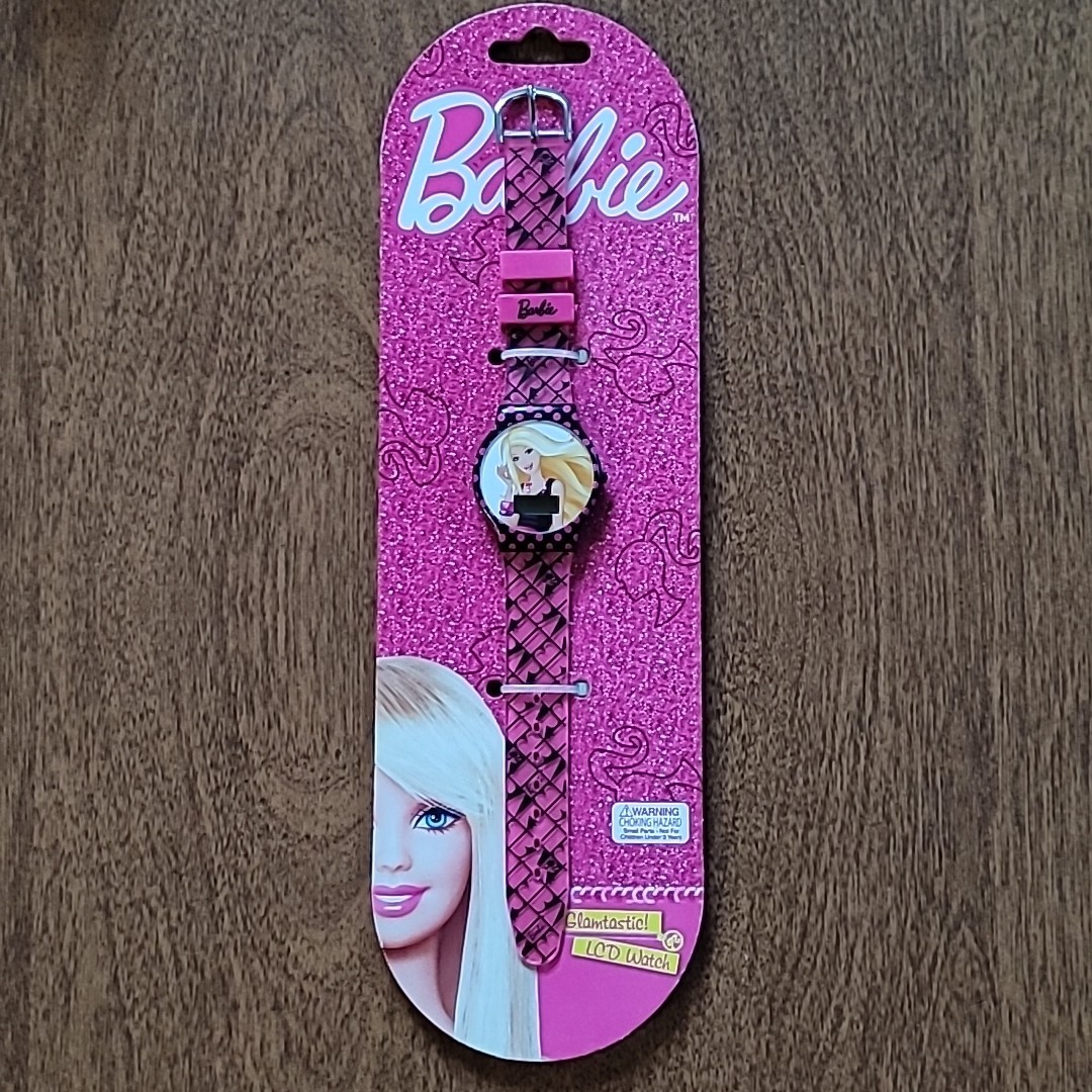 Barbie Glamtastic Lcd Watch Pink Black NOS On Card 2012