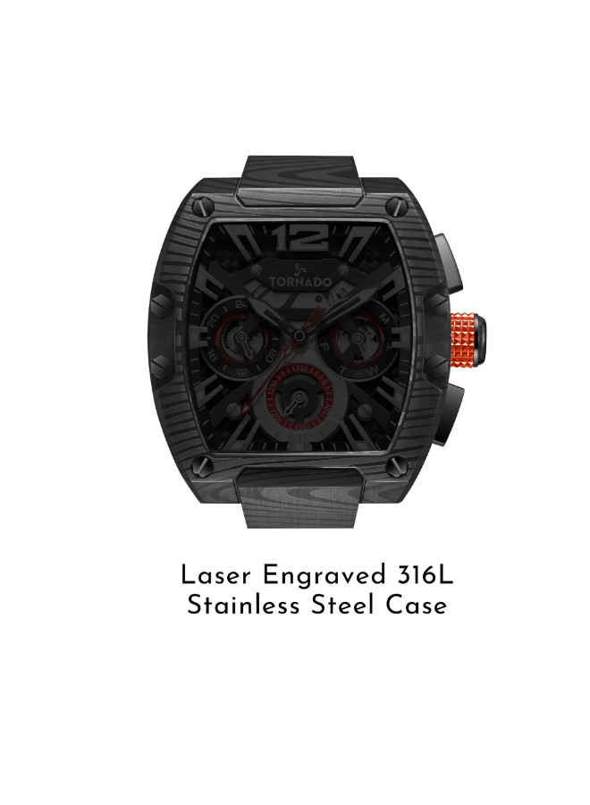 Tornado Xenith Men’s Multifunction Watch | Black Dial, 43mm, 100 m (10 ATM)