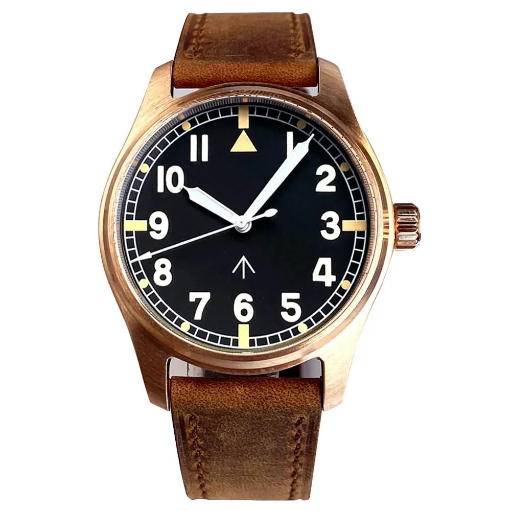 Tandorio 39mm Pilot Full Cusn8 Bronze Japan NH35 Automatic Men Watches 20ATM