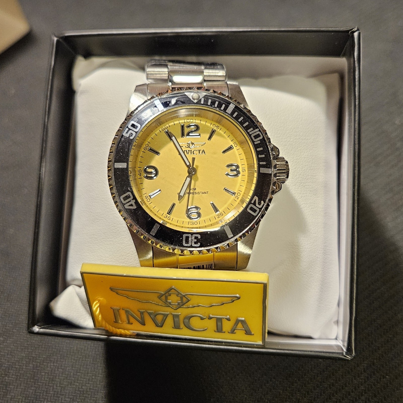 Invicta Specialty Rowan Mens 40mm Watch Silver Yellow Black Stainless Brand New