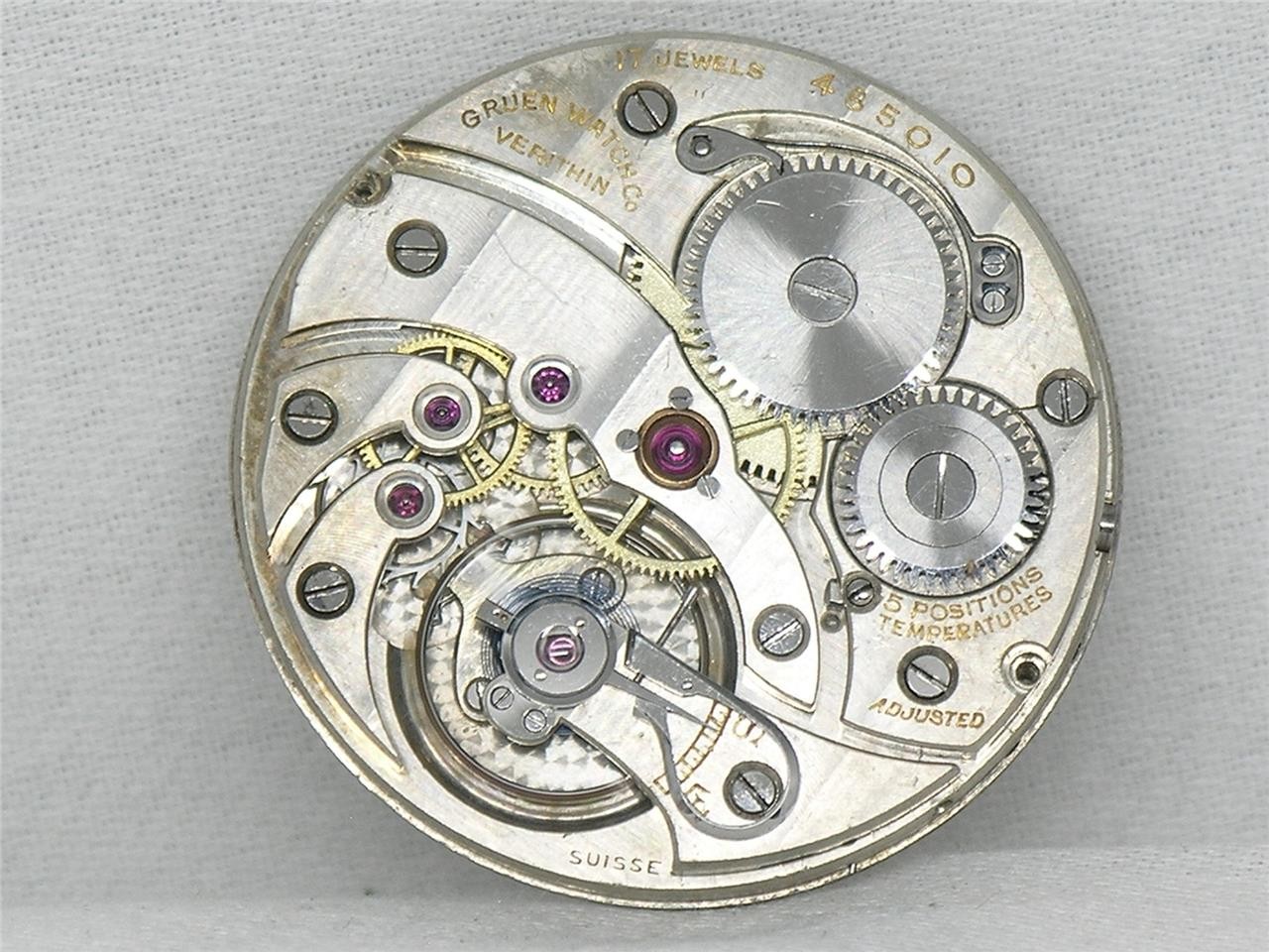 HI GRADE 17 JEWEL 38MM GRUEN “PRECISION” VERITHIN WATCH MOV’T & DIAL, RUNNING!!