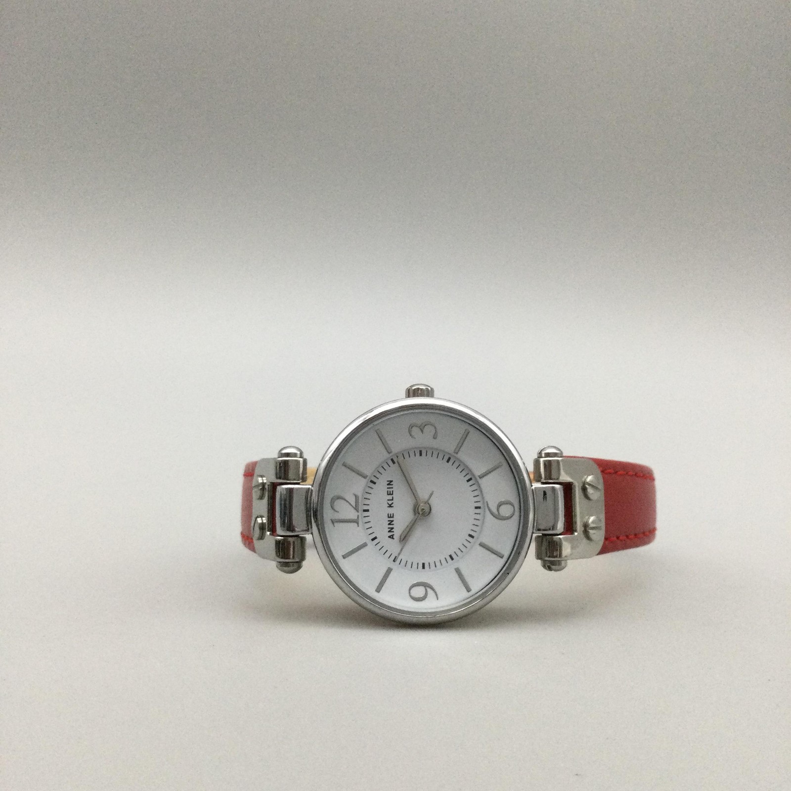 Anne Klein Womens Watch 26mm White Dial Red Leather Dress 10/2143 New Battery