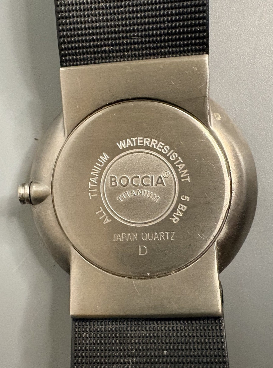 Boccia Titanium Day Date Mens Watch Black Dial Japan Quartz New Leather Band
