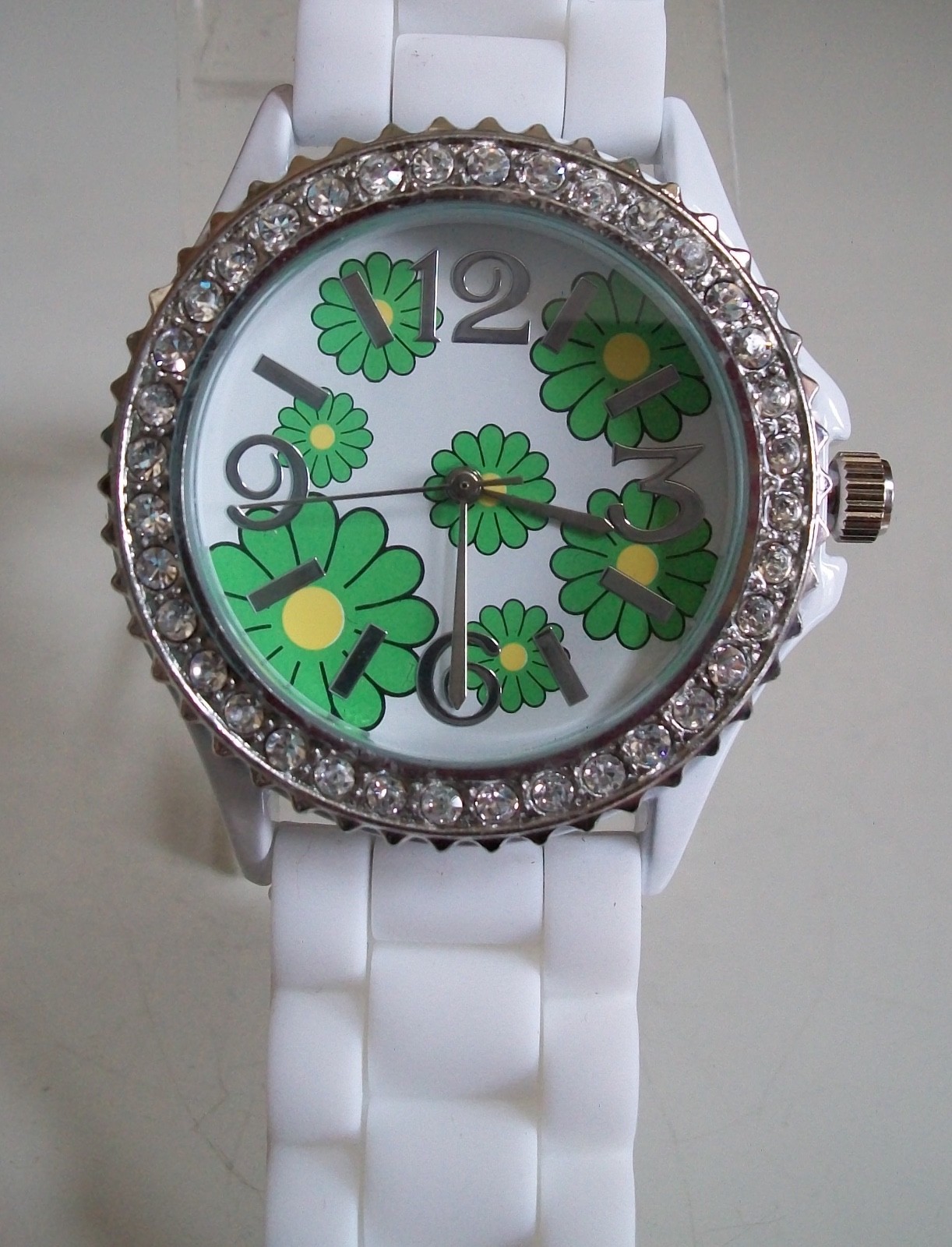 Women’s Fashion Flower Print Orange, Pink, Blue, White Silicone Casual Watch