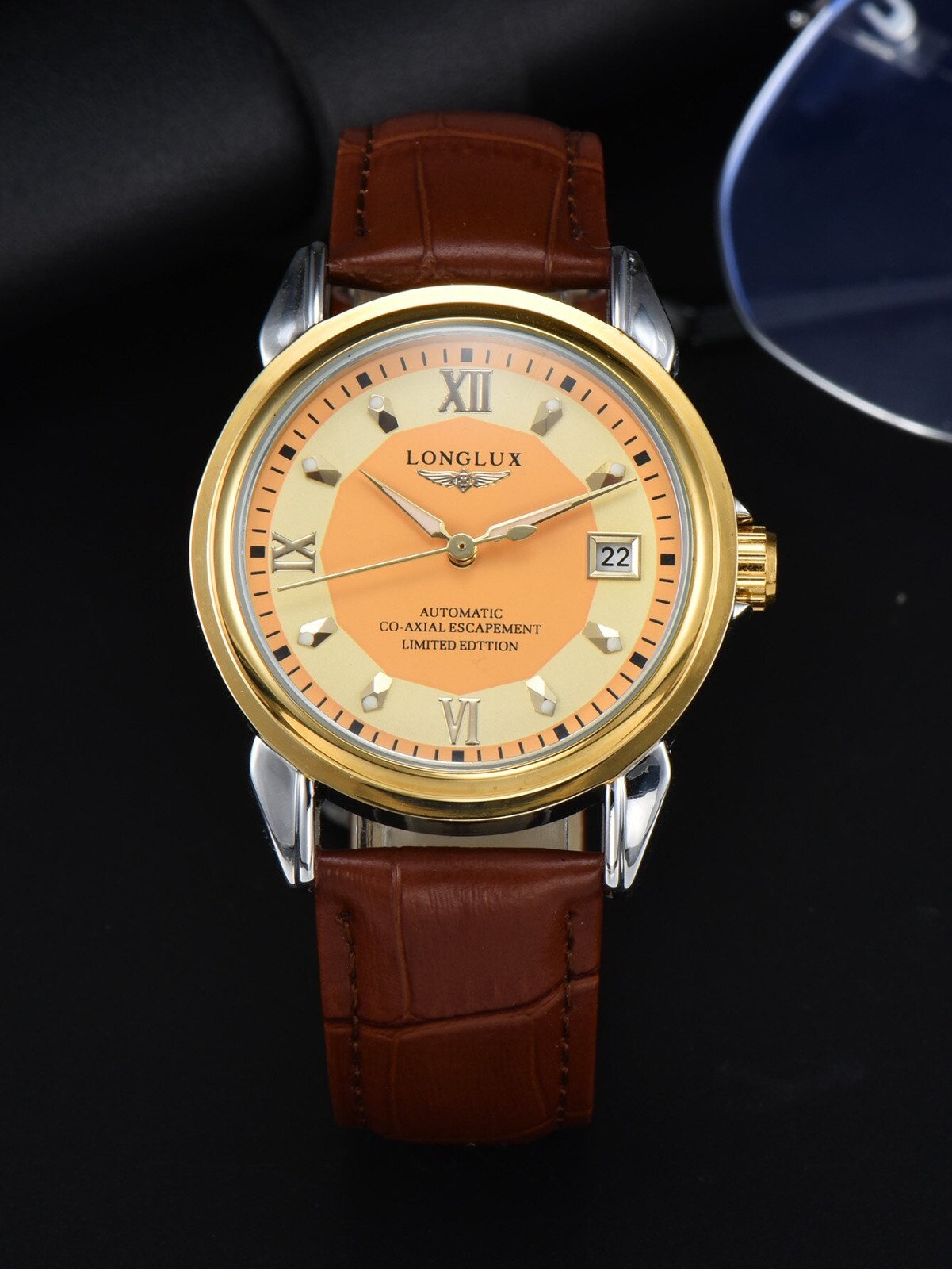 Men Automatic Watch Business Leather Waterproof Day Date Display Limited Edition