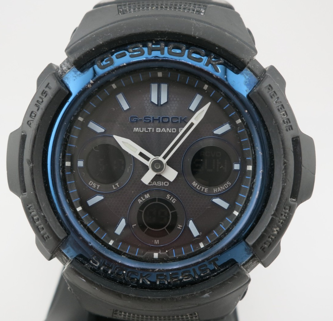 Casio G-Shock Tough Solar Black and Blue AnaDigi Watch – AWG-M100A / AWGM100A-1A