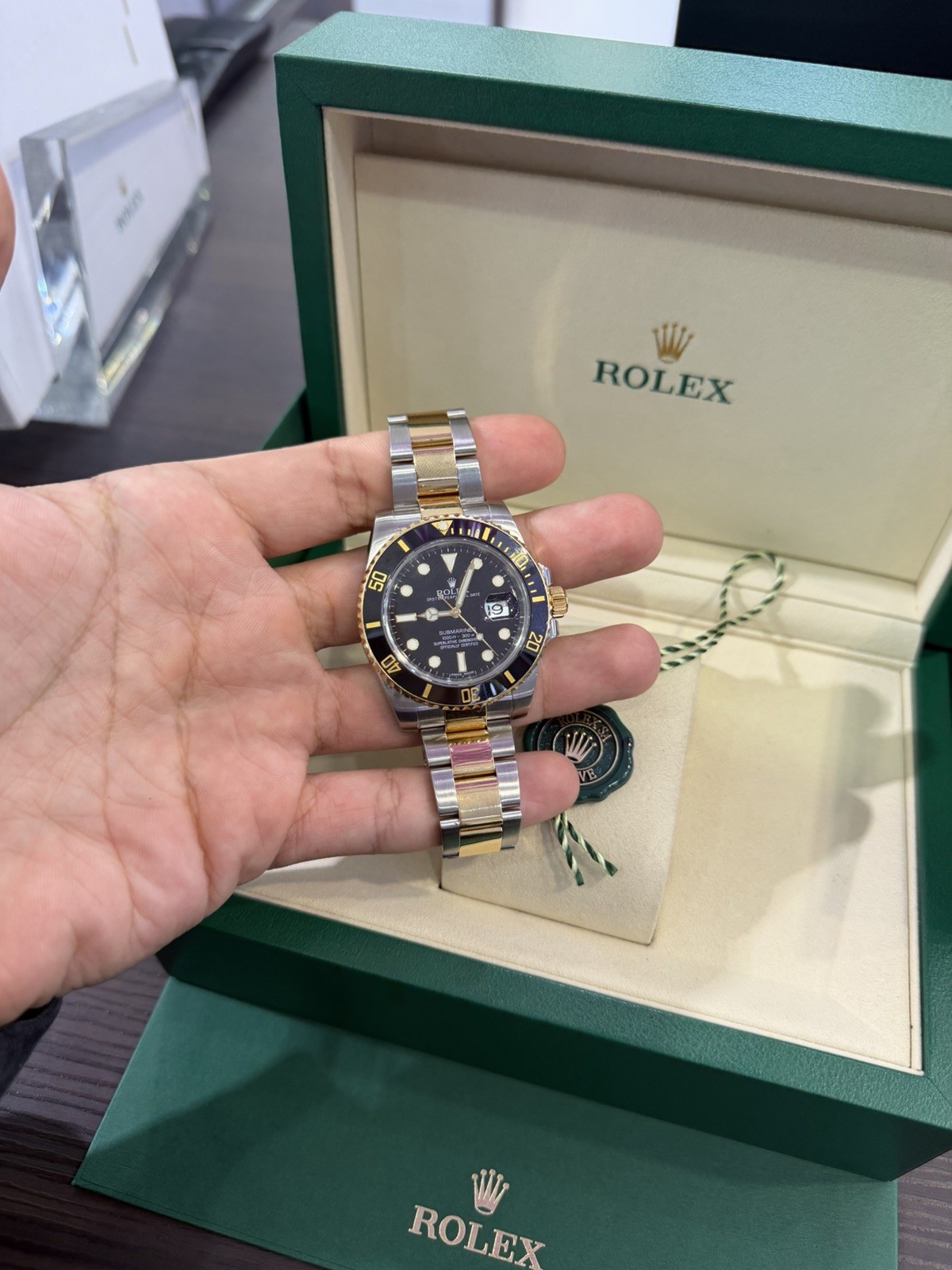 2016 Rolex Submariner Date Black TT 18K Gold Steel 116613LN 40mm Watch FULL SET!