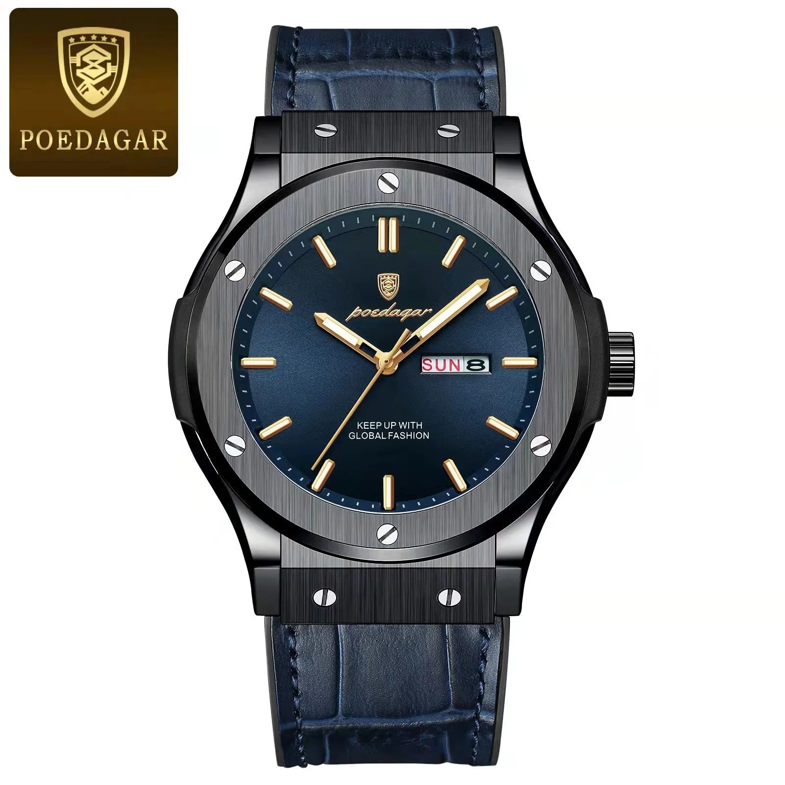 POEDAGAR Luxury Business Watch For Men Waterproof Luminous Date Week Man Wristwa