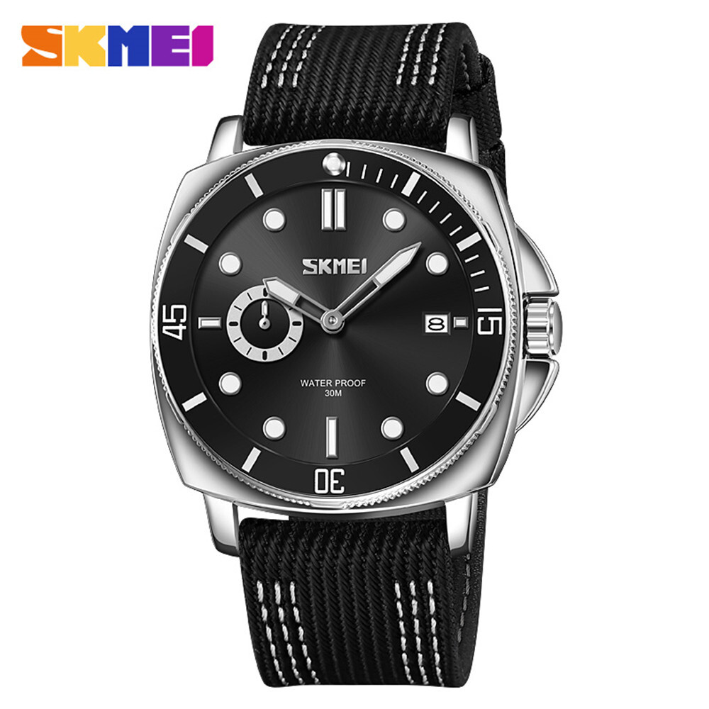 SKMEI Men Quartz Watches Nylon Strap Wristwatch Date Business Male Sport Watch