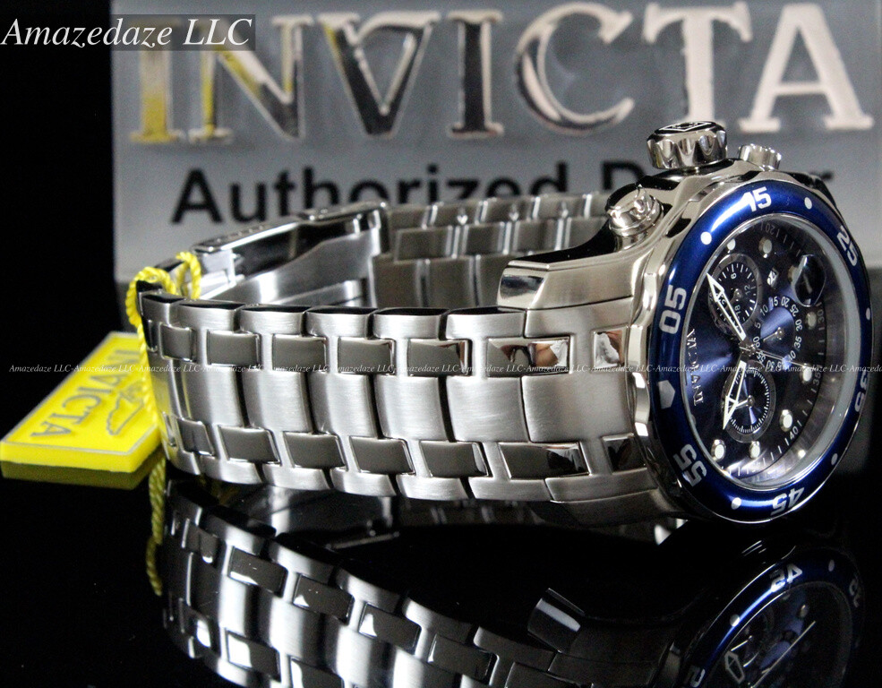 NEW Invicta Men Pro Diver Scuba VD53 Chronograph Stainless Steel Blue Dial Watch