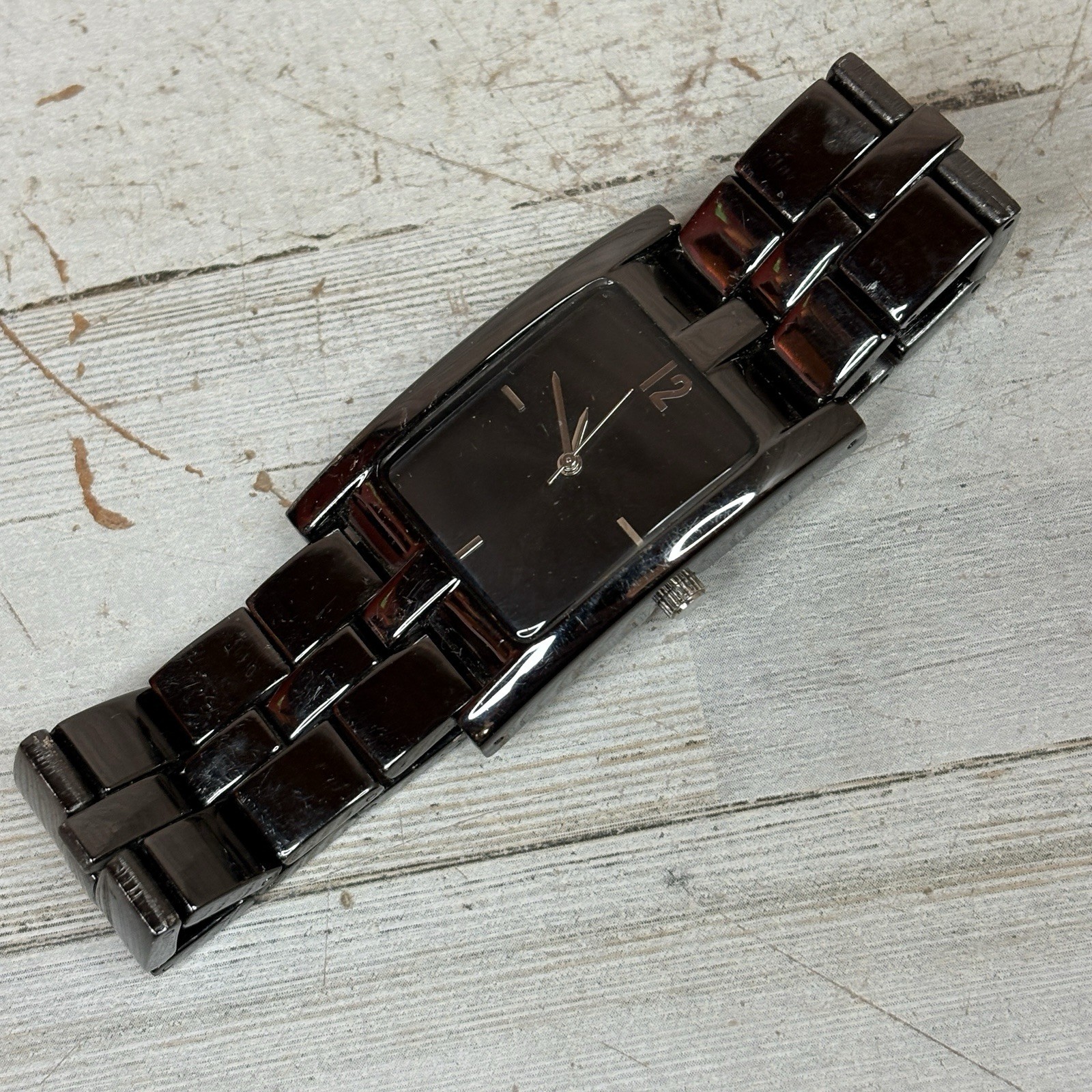 Lot Of 2 Rectangular Watches Guess Anasteel 2005 & Allude Black *Read