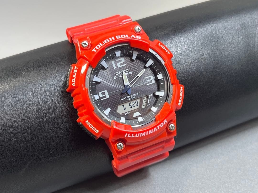 CASIO TOUGH SOLAR AQ-S810W Red Analog-Digital Watch