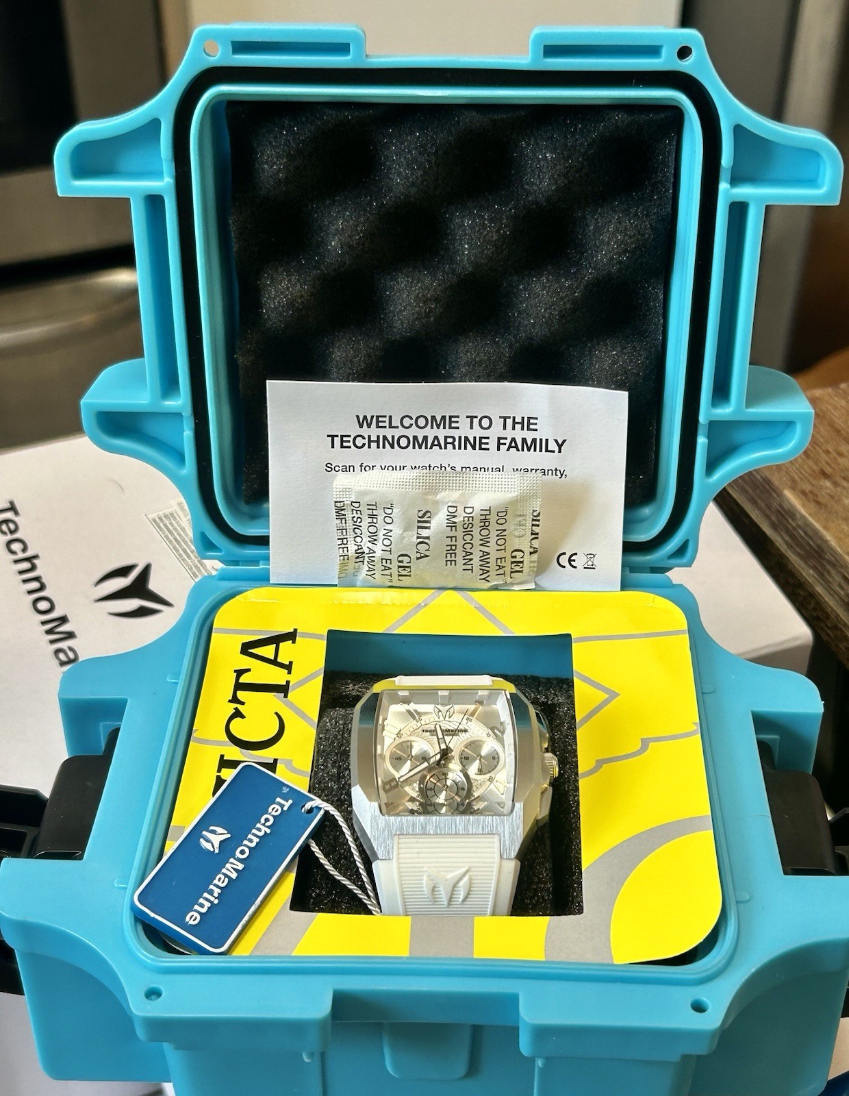 TechnoMarine Aqua Quadrant, WR 50m 43mm, New/Box/3yr Wnty, 8.5” Adjust TM-225120