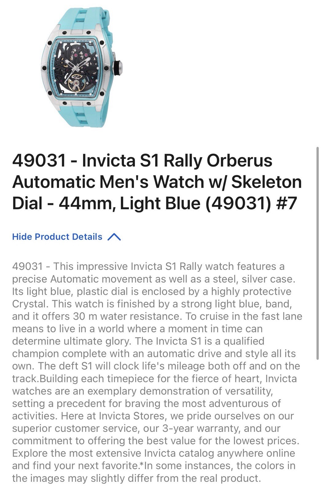 🔥Invicta S1 Rally Orberus Automatic Men’s Watch, Skeleton Dial, 44mm Blue 49031