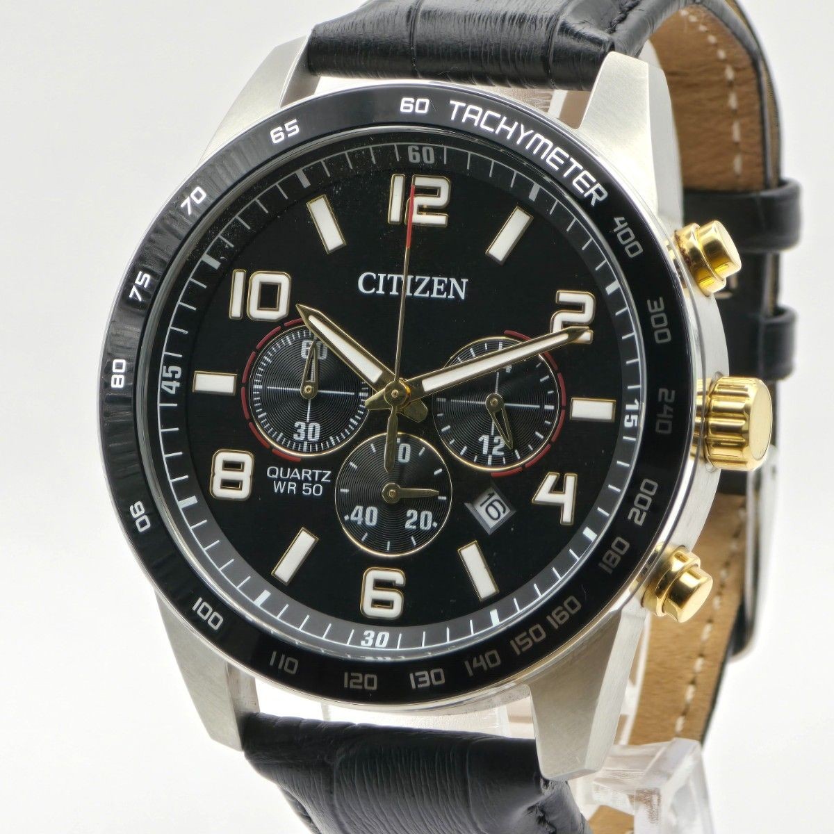 Working New Battery CITIZEN AN8166 05E Chronograph 0520 Tachymeter Black Dial Me