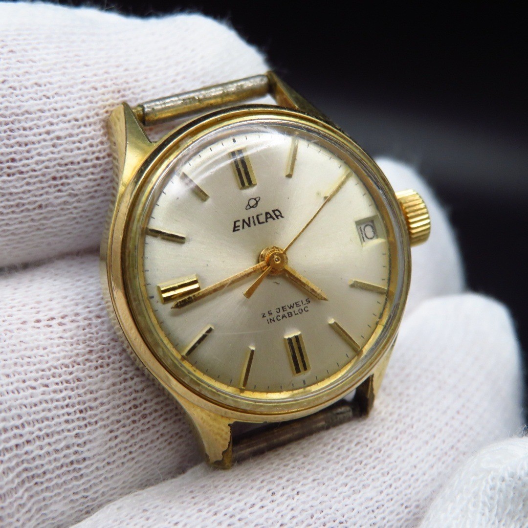 ENICAR ULTRASONIC Hand Wound Watch Date 25JEWELS