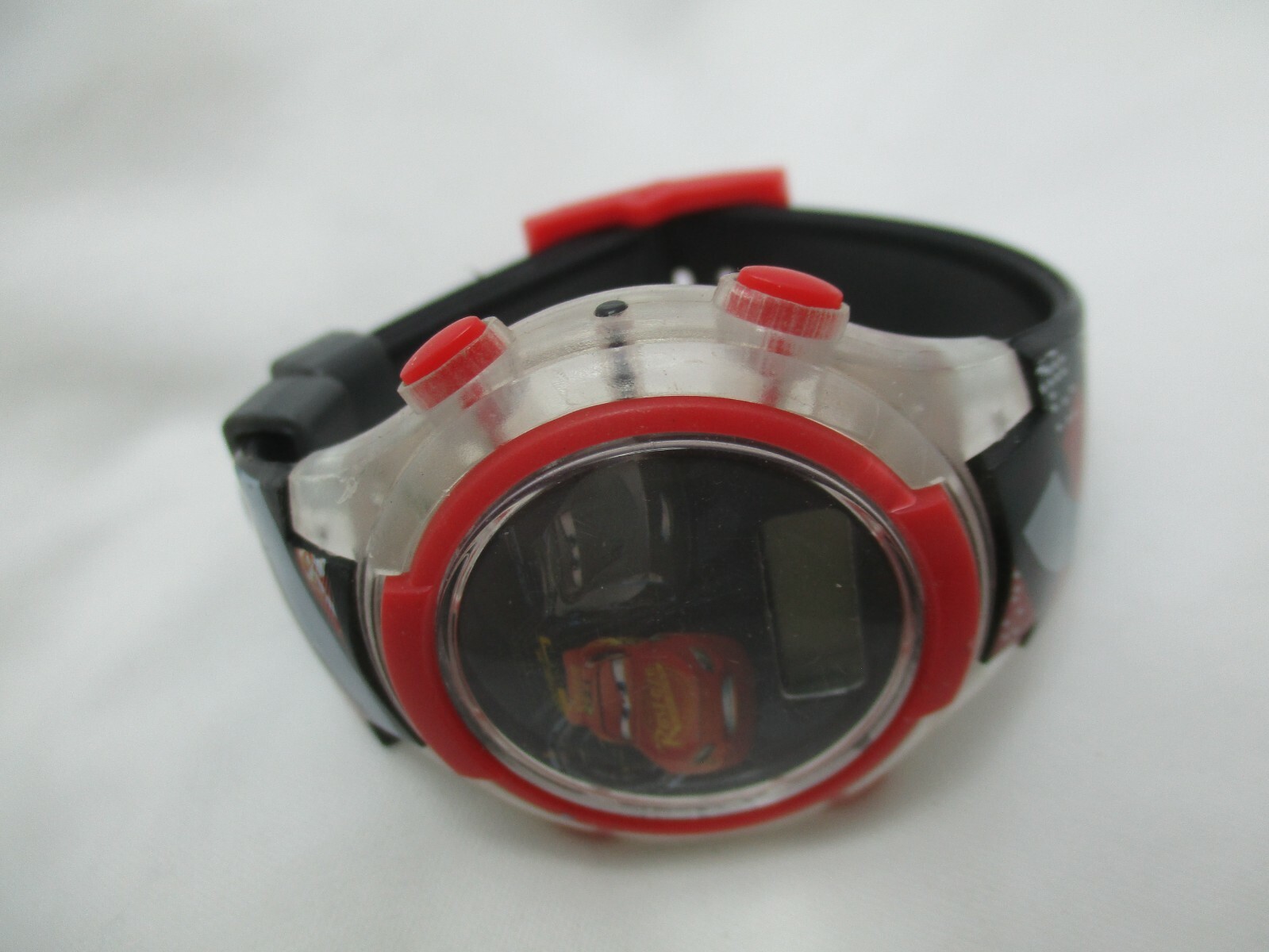 Disney Pixar Digital Wristwatch Red Black Gray Blue Buckle Band Car Themed