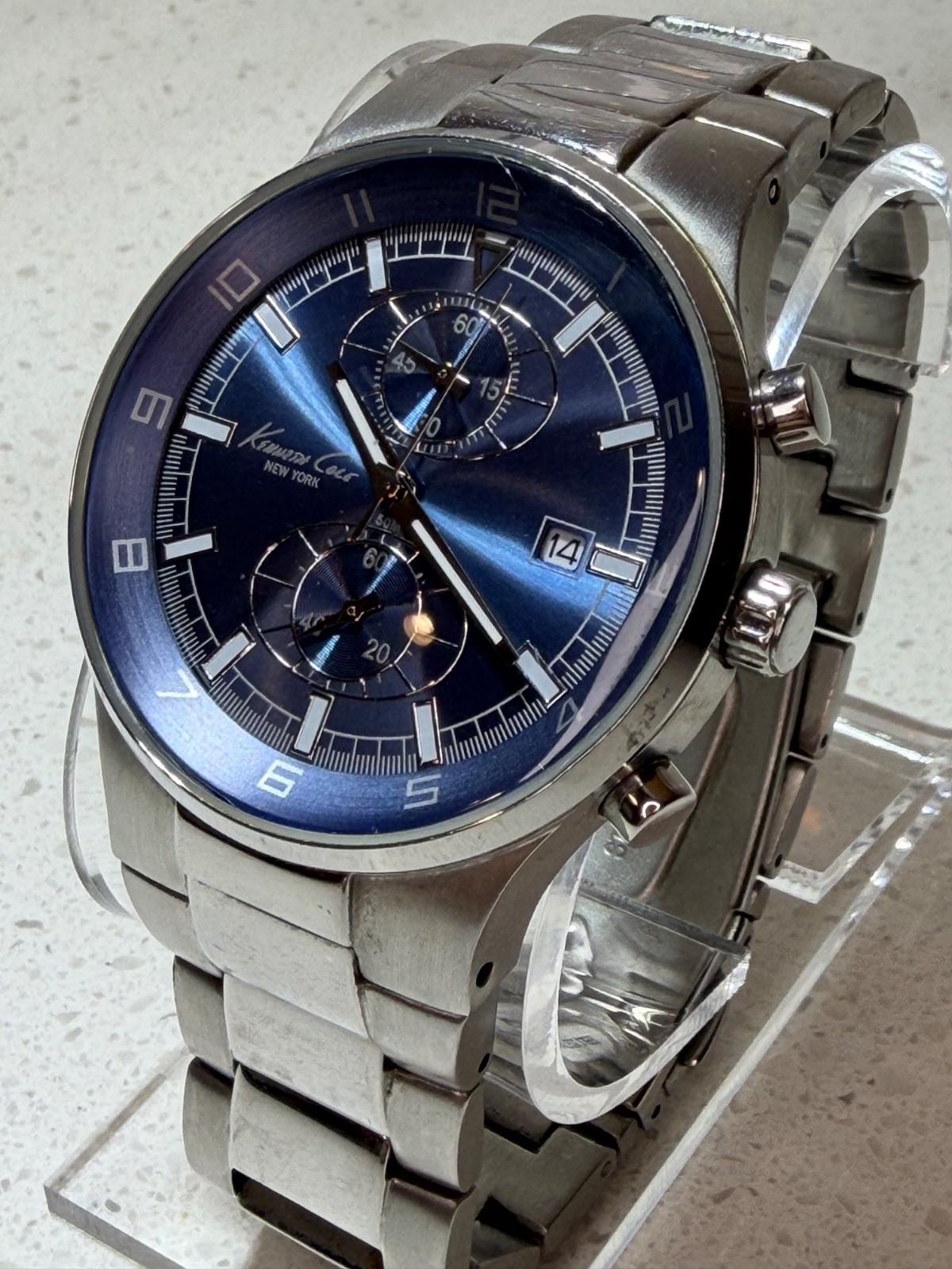 Kenneth Cole New York KC3500 Men’s Chronograph Watch Blue Dial Stainless Steel