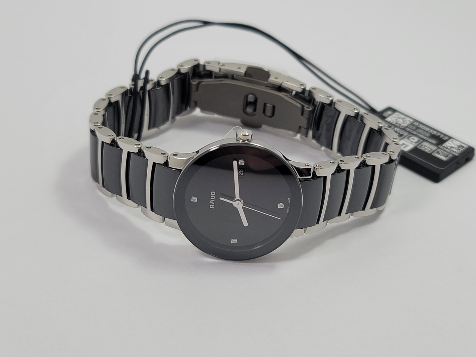 Rado Centrix Quartz Diamond Black Dial Stainless Steel Ladies Watch R30935712