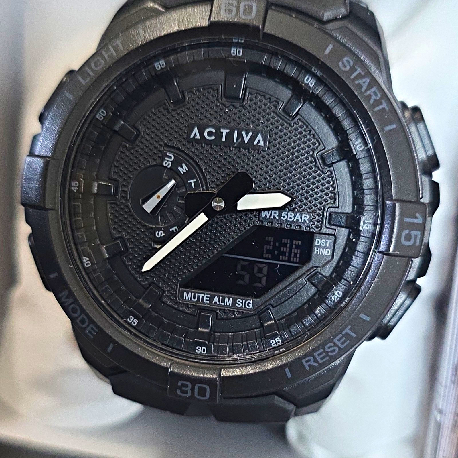 Activa Analog-Digital Quartz Sport Watch 50mm 50m Black Resin Strap ACW-2583001