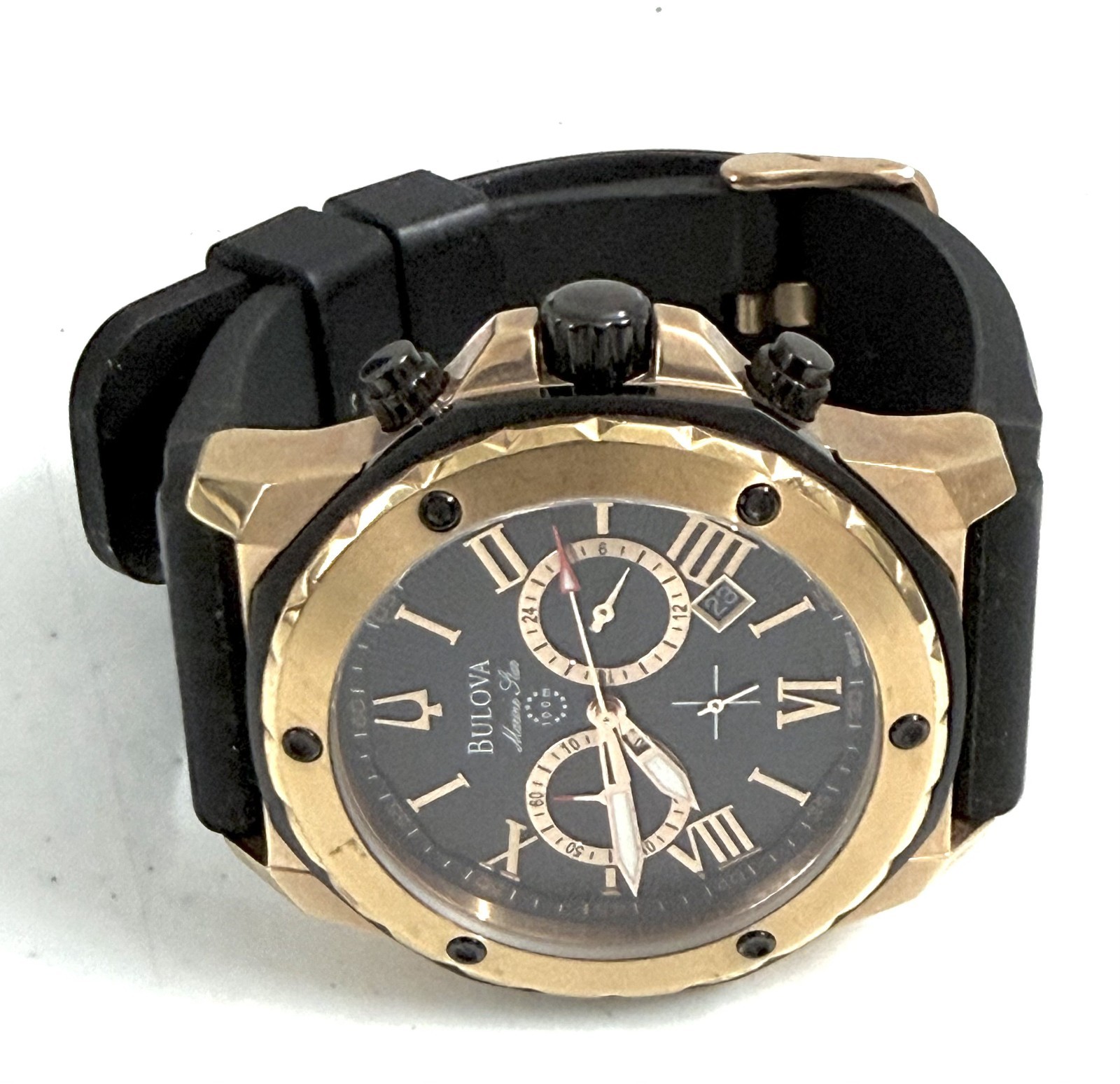 Bulova Marine Star Chronograph Black Rubber Strap Men’s Watch