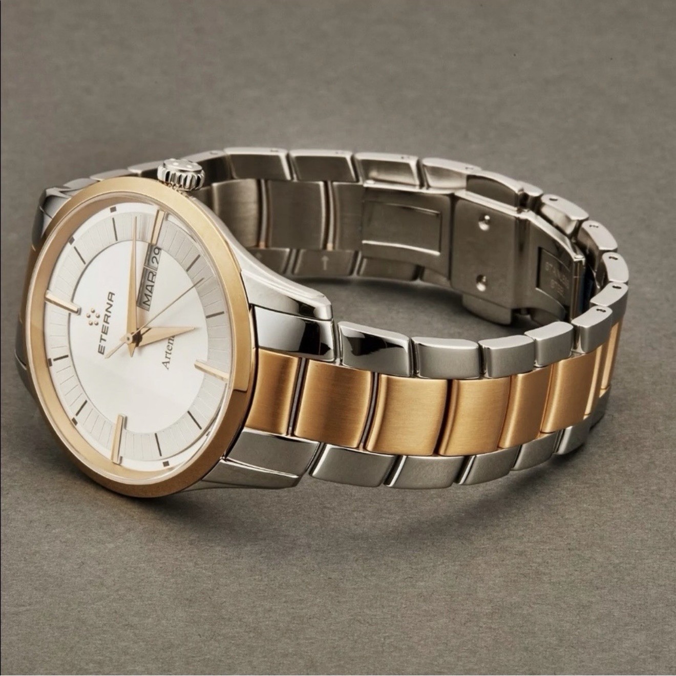 Eterna Artena 40mm Gold Case with Silver/Gold Stailness Steel Strap Men’s…