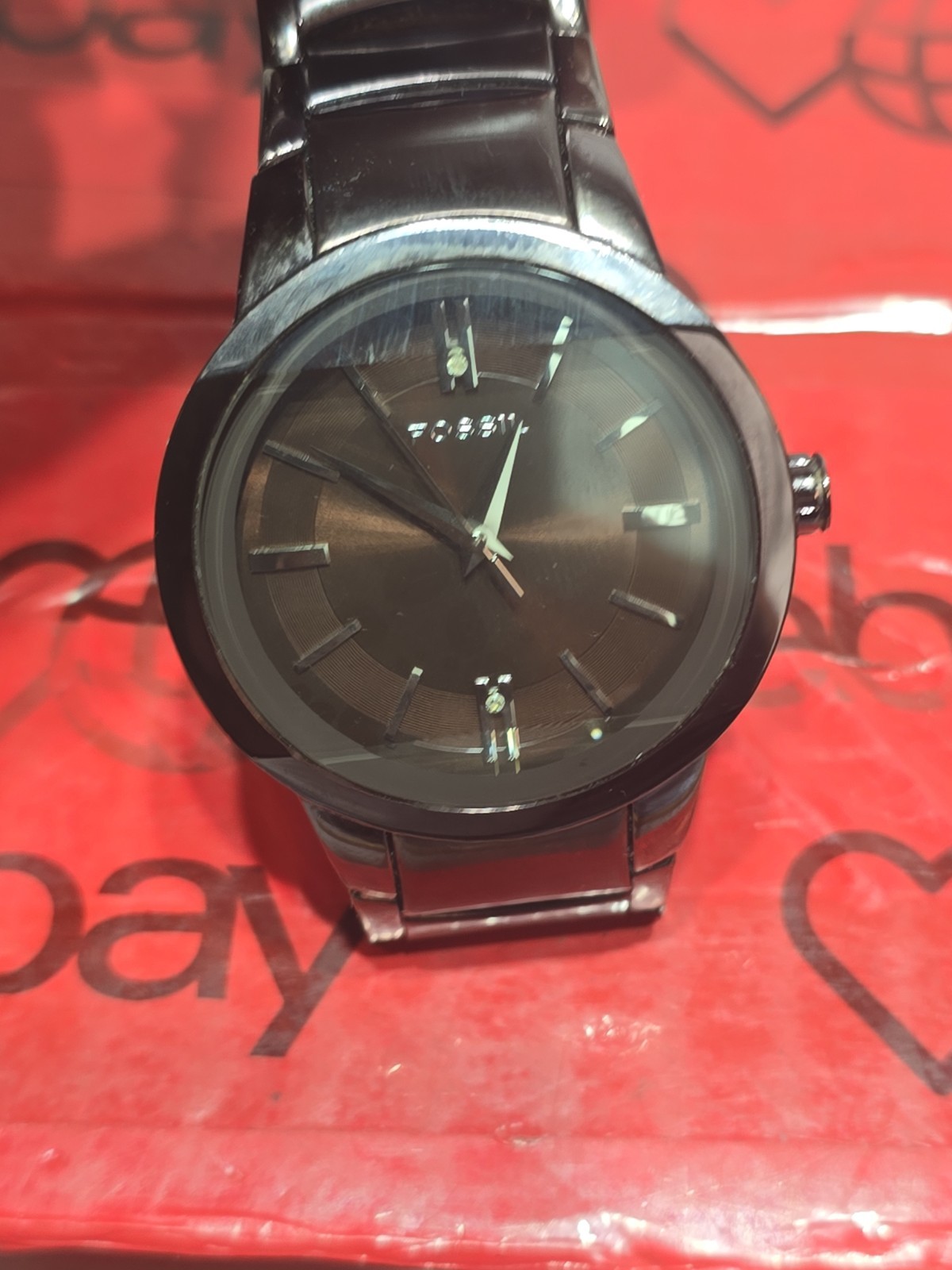Fossil Arkitekt Watch Mens 40mm Brown Purple Stainless 6.75″ (Needs New Battery)
