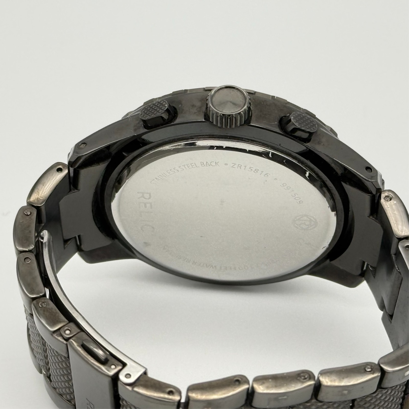 Men’s RELIC Black & Gray Tone, All Stainless Steel Watch, Day/Date, 47mm ZR15816