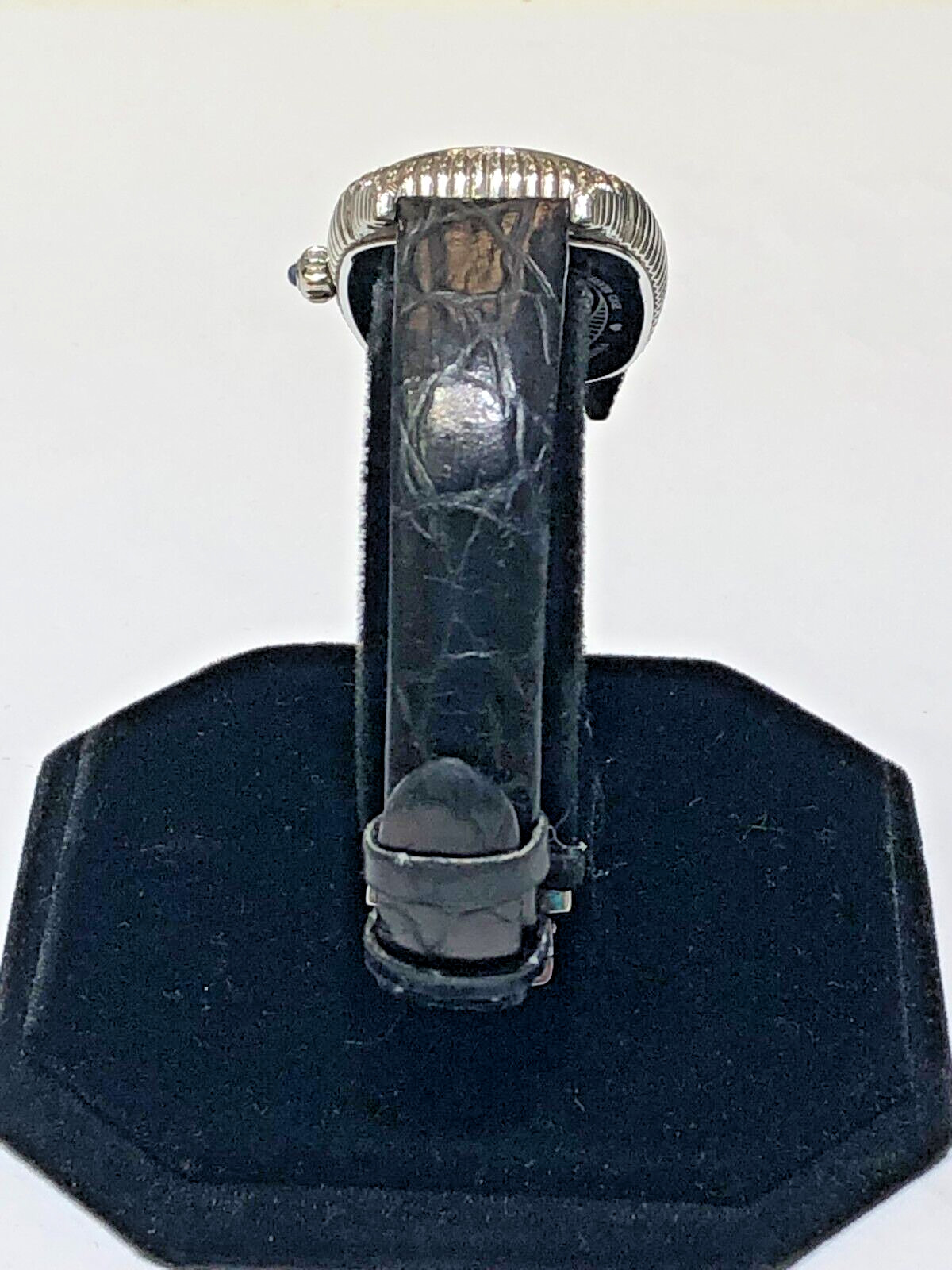 Judith Ripka Sterling MOP Hearts Dial Watch w/ Leather Band Deployment Clasp