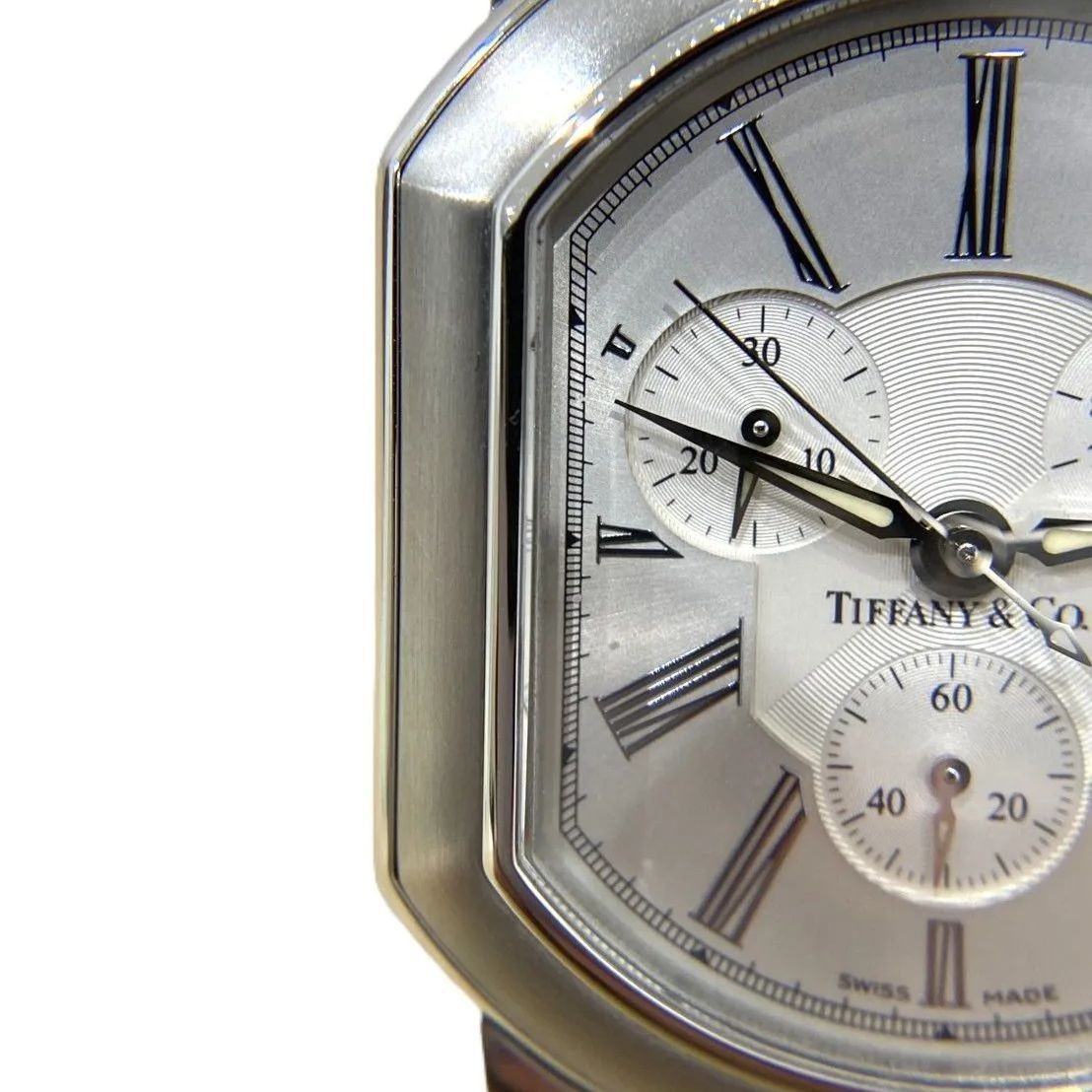 Tiffany & Co. Mark Coupe Chronograph Quartz Storage Bag Silver Date Dial Auth
