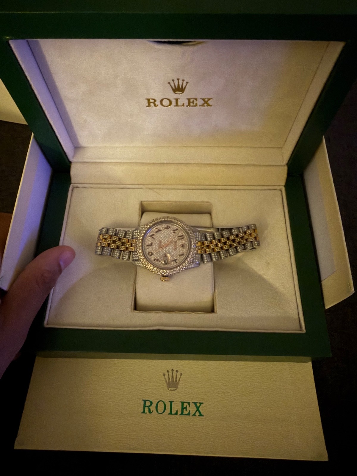 rolex datejust 36mm jubilee two tone diamond arabic dial