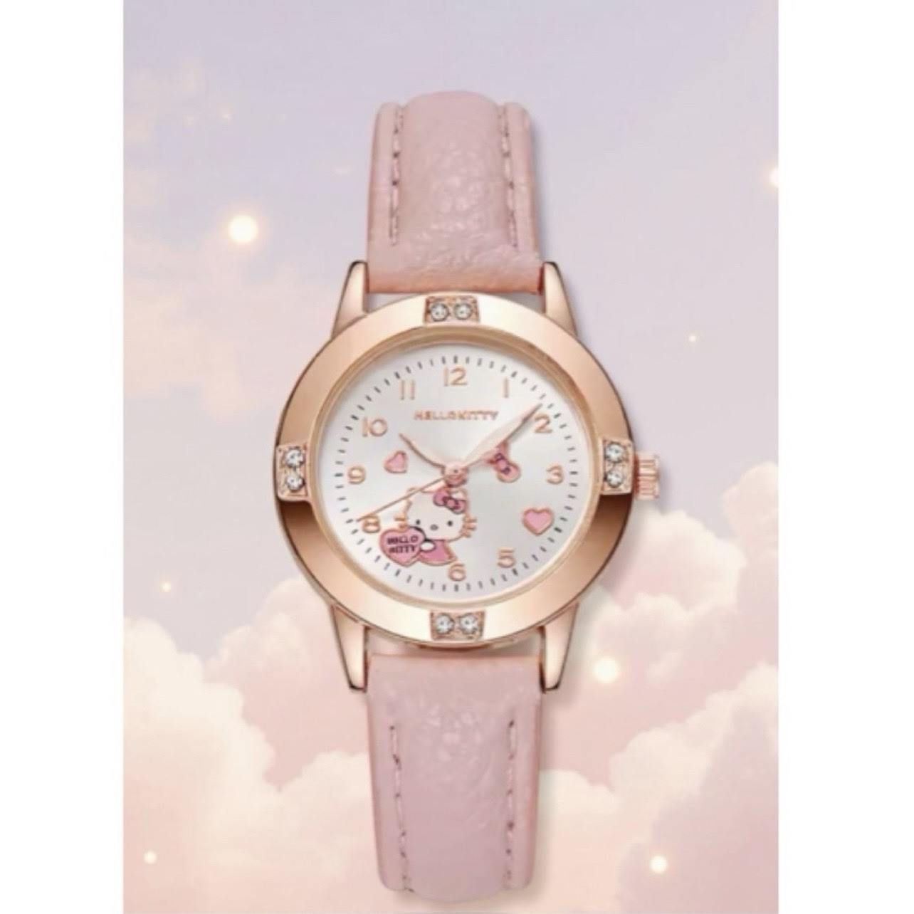 Stunning Hello Kitty PINK Leather Strap -Child Wrist Watch -Luminous ~NEW~