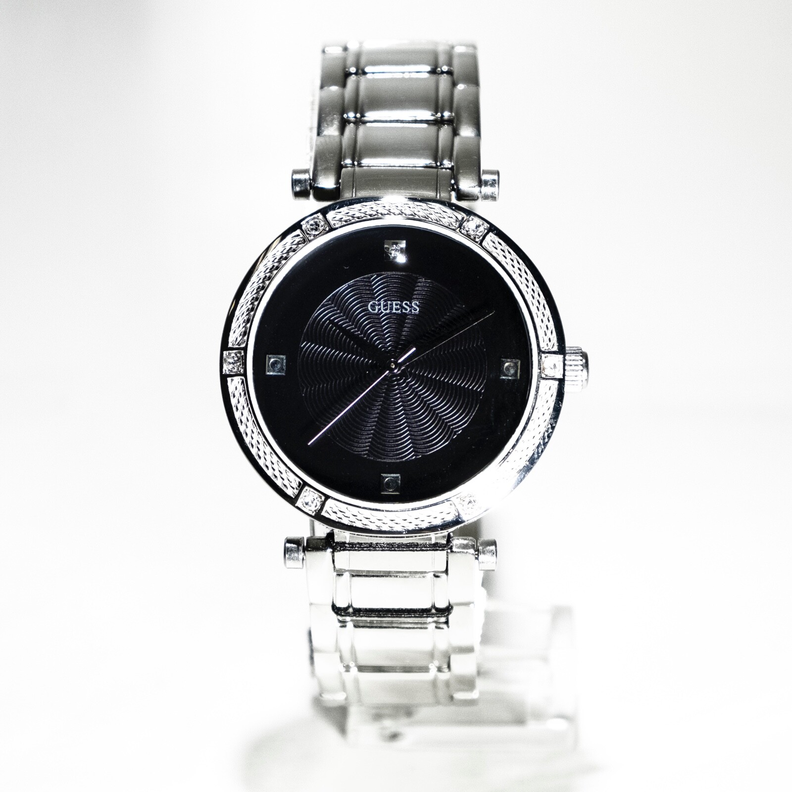 Ladies U0695L1 Stainless Black-Dial Diamonds Guess Watch