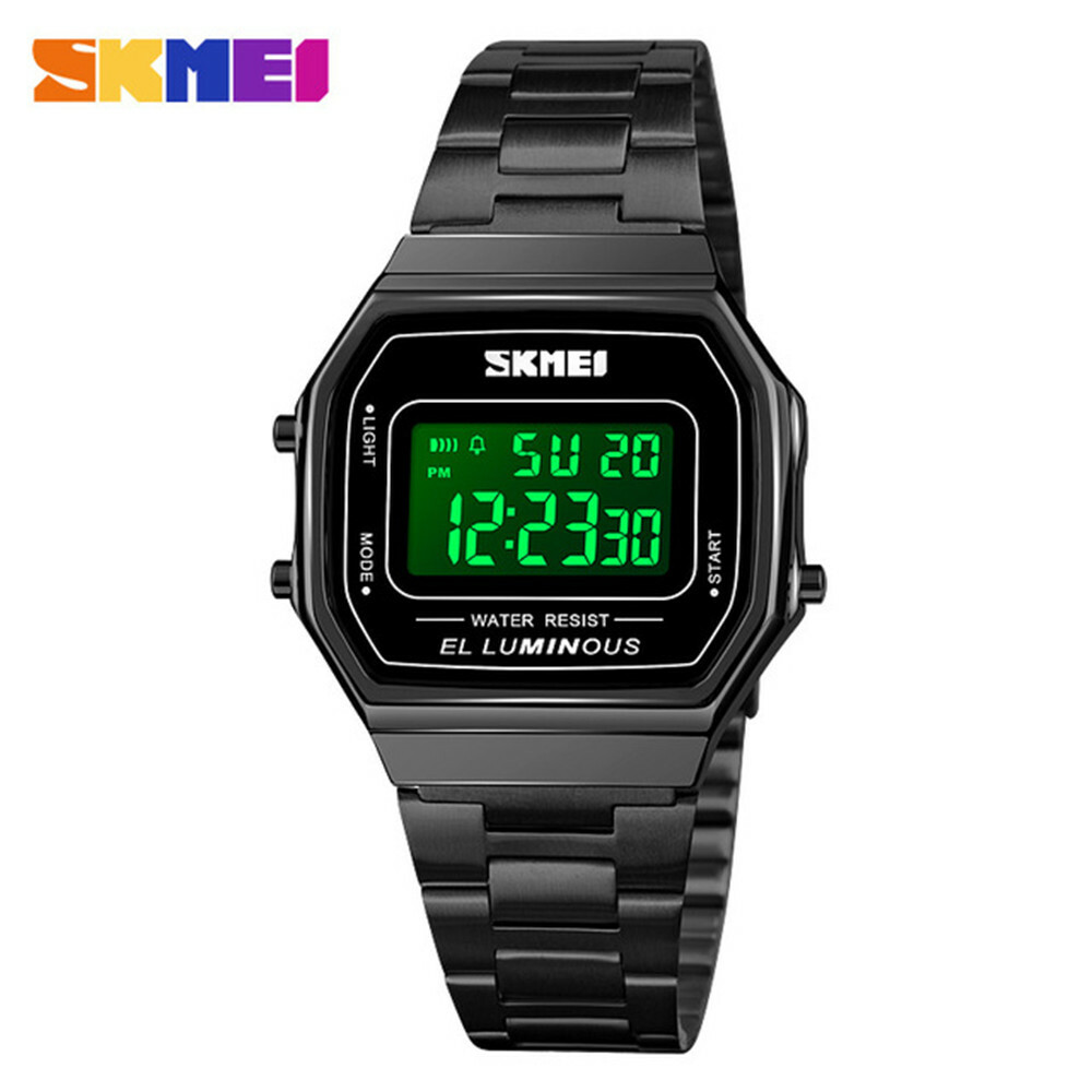 SKMEI Men LED Watch Steel Strap Boys Wristwatch Male Electronic Digital Watches