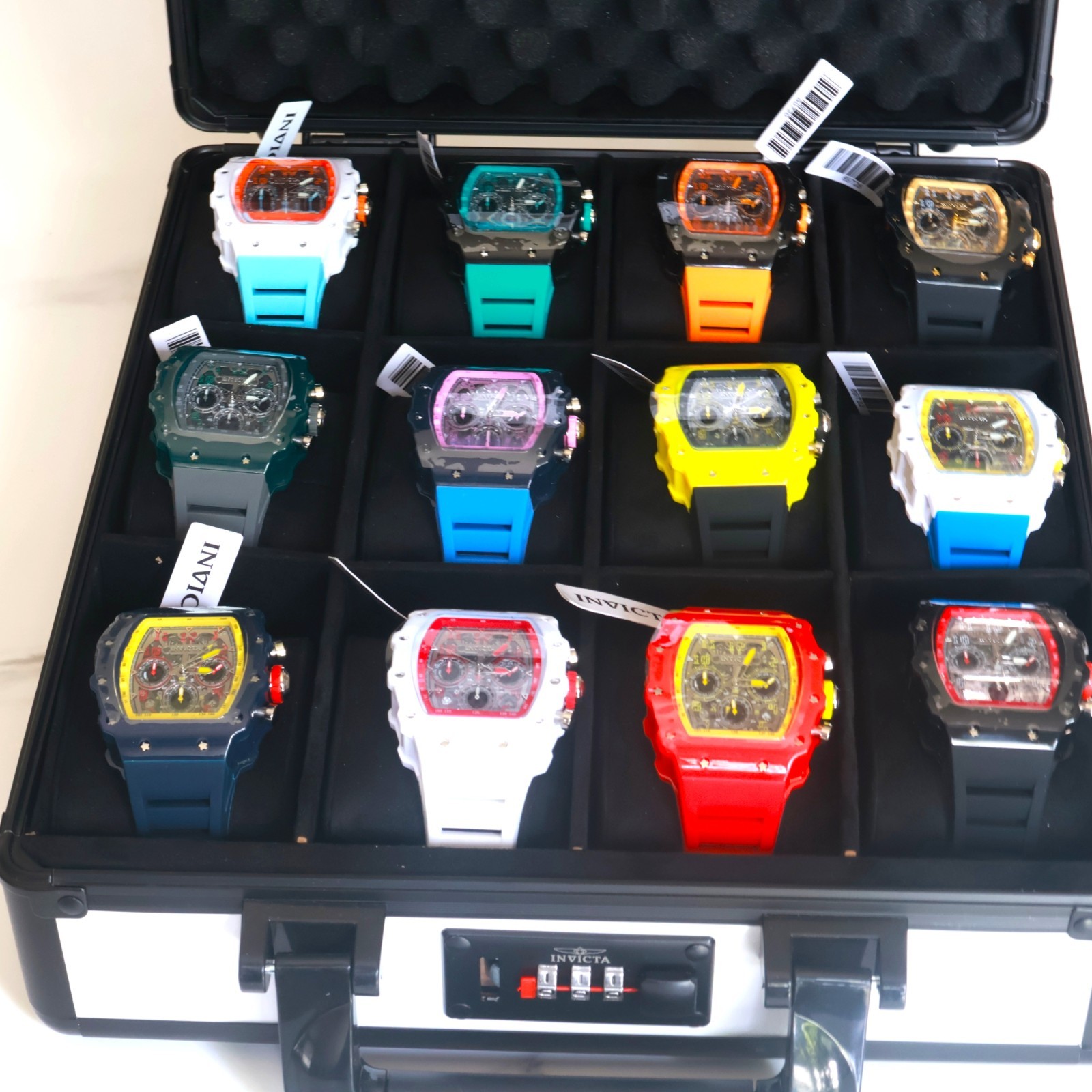 Invicta Racing Champions Collector Set – 12 Bold Colorway Watches + Case