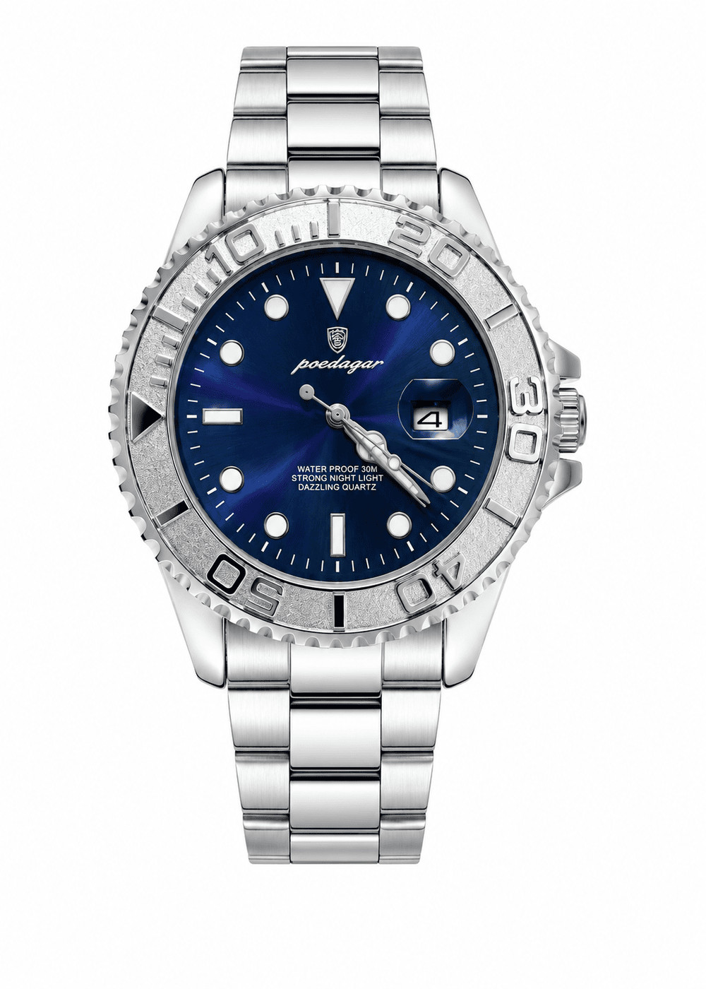 Poedagar Men’s Silver Quartz Analog Watch